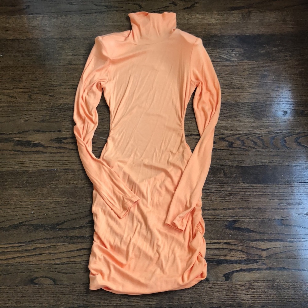 Sexy Open-Back Long Sleeve Turtleneck Dress